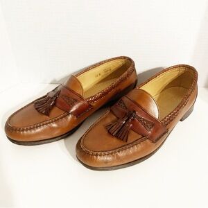 Allen Edmonds Maxfield Leather Tasseled Loafer with Braided Trim Saddle Brown